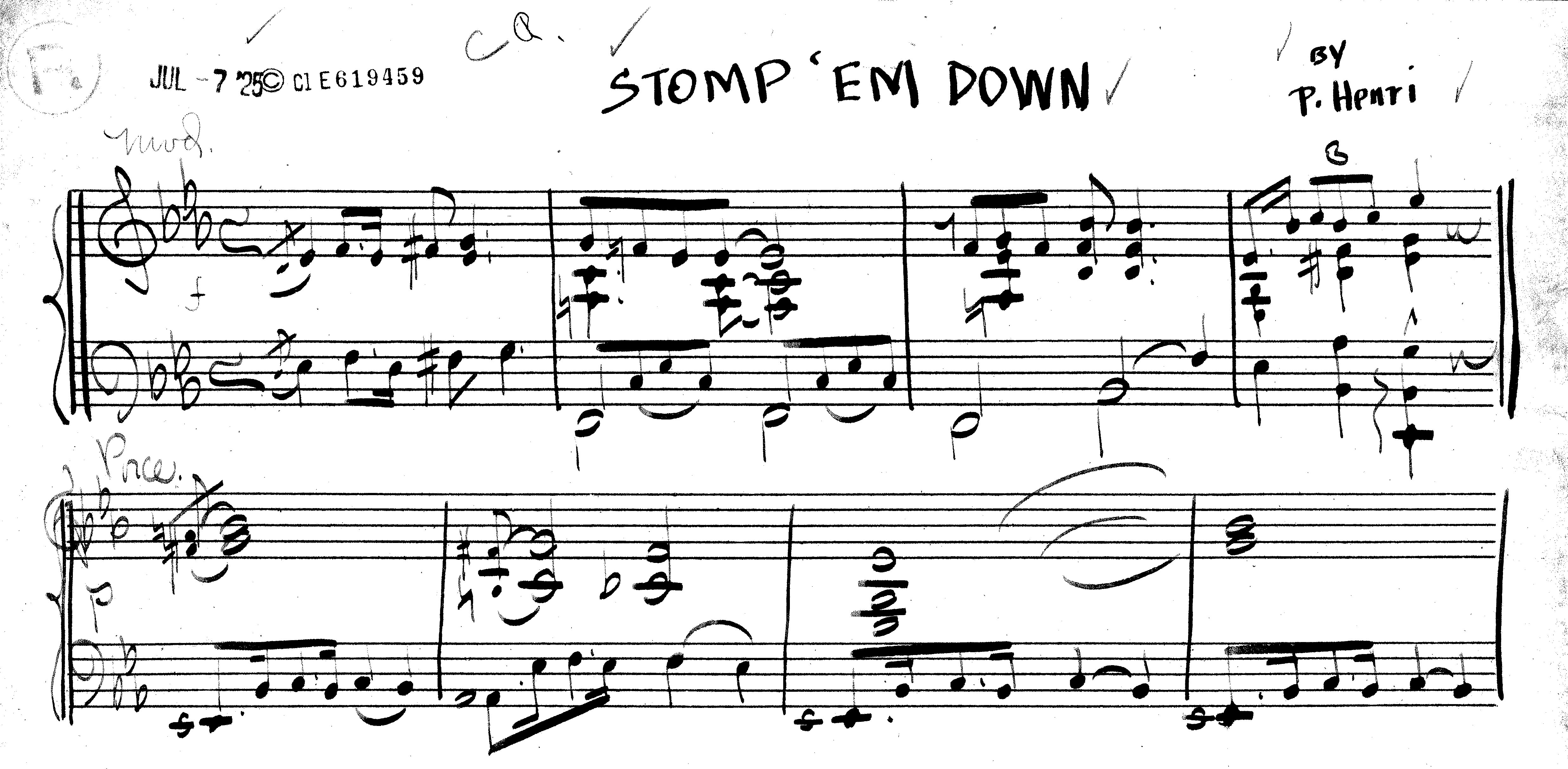 Stomp 'Em Down copyright deposition 1925